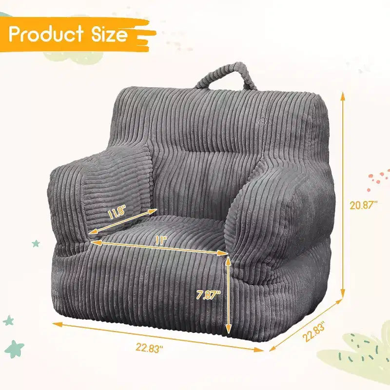 Fauteuil Poire pour Enfants, Chaise Confortable pour Tout-Petits avec Ours Fraise, Canapé Poire pour Tout-Petits Garçons et Filles, Canapé Paresseux Housse en Velours Côtelé Doux