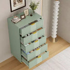 Commode cannelée pour chambre à coucher avec 5 tiroirs, commode moderne de 112,5 cm de hauteur avec poignée en métal, organisateur de rangement de vêtements en bois