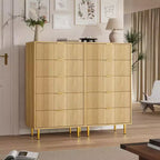 Commode cannelée pour chambre à coucher avec 5 tiroirs, commode moderne de 112,5 cm de hauteur avec poignée en métal, organisateur de rangement de vêtements en bois