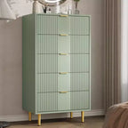 Fluted Dresser for Bedroom with 5 Drawers, 44.3 Tall Modern Chest of Drawers with Metal Handle, Wooden Closet Clothes Storage Organizer