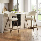 Soft Fabric Dining Chair with Sweeping Backrest & Wood-Look Legs, Kitchen Side Chair with Integrated Footrest