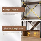 COZONY Bibliothèque triple à 6 niveaux, design d'arbre industriel avec 24 étagères ouvertes, étagère de présentation en bois et métal pour salon et bureau à domicile
