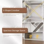 COZONY Bibliothèque triple à 6 niveaux, design d'arbre industriel avec 24 étagères ouvertes, étagère de présentation en bois et métal pour salon et bureau à domicile