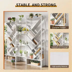 COZONY Bibliothèque triple à 6 niveaux, design d'arbre industriel avec 24 étagères ouvertes, étagère de présentation en bois et métal pour salon et bureau à domicile
