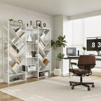 COZONY Bibliothèque triple à 6 niveaux, design d'arbre industriel avec 24 étagères ouvertes, étagère de présentation en bois et métal pour salon et bureau à domicile