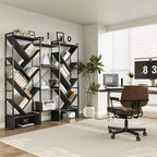 COZONY Bibliothèque triple à 6 niveaux, design d'arbre industriel avec 24 étagères ouvertes, étagère de présentation en bois et métal pour salon et bureau à domicile