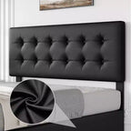 Lit de rangement grand lit/très grand lit avec 4 tiroirs et tête de lit réglable - Lit plateforme rembourré en lin/PU/velours