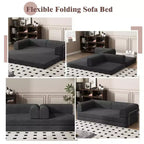 Canapé-lit en velours côtelé, matelas pliant avec cadre à forme fixe, futon convertible 3 places taille King, canapé de sol sans assemblage