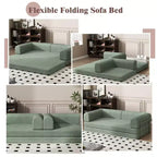 Canapé-lit en velours côtelé, matelas pliant avec cadre à forme fixe, futon convertible 3 places taille King, canapé de sol sans assemblage