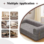 Canapé-lit en velours côtelé, matelas pliant avec cadre à forme fixe, futon convertible 3 places taille King, canapé de sol sans assemblage