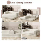 Canapé-lit en velours côtelé, matelas pliant avec cadre à forme fixe, futon convertible 3 places taille King, canapé de sol sans assemblage