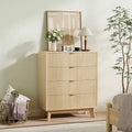 4 Drawer Dressers, Modern Fluted Closet Dressers Chest of Drawers, Wood Storage Dresser Chest of Drawers Organizer for Bedroom Living Room, Hallway