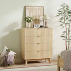 4 Drawer Dressers, Modern Fluted Closet Dressers Chest of Drawers, Wood Storage Dresser Chest of Drawers Organizer for Bedroom Living Room, Hallway