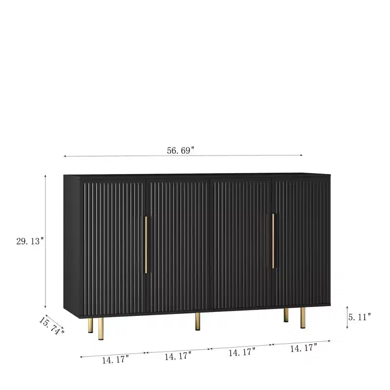 JVNOXK Buffet Encastré 56 Pouces Grand Style Moderne avec Espace de Rangement, Étagères Réglables, Peut Servir de Meuble Décoratif, Noir