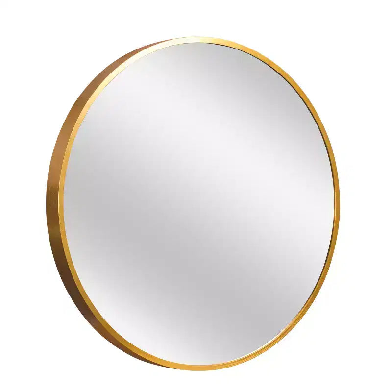 HomeRoots 20 Gold Aluminum Round Framed Bathroom Vanity Mirror