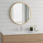 Miroir de courtoisie rond encadré en aluminium doré de 20 po HomeRoots