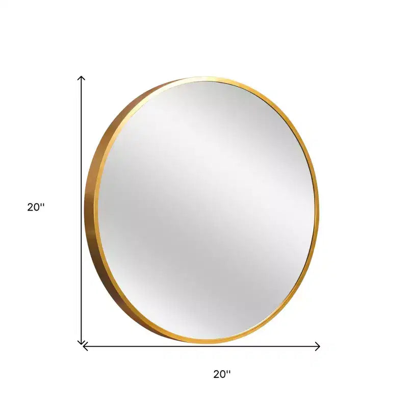 Miroir de courtoisie rond encadré en aluminium doré de 20 po HomeRoots
