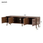 Meuble TV moderne GDFStudio Lakelyn70 avec pieds en bois massif et portes à motifs carrés texturés
