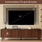 Meuble TV moderne GDFStudio Lakelyn70 avec pieds en bois massif et portes à motifs carrés texturés