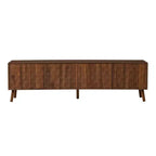Meuble TV moderne GDFStudio Lakelyn70 avec pieds en bois massif et portes à motifs carrés texturés
