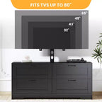 Meuble TV avec support et 4 tiroirs de rangement pour salon, chambre à coucher, compatible avec les téléviseurs de 32/45/55/65/75/80 pouces