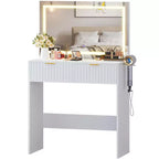 Coiffeuse de maquillage de 78,7 cm avec miroir et lumières réglables pour petit espace - Table de toilette avec 2 tiroirs pour chambre à coucher