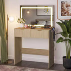 Coiffeuse de maquillage de 78,7 cm avec miroir et lumières réglables pour petit espace - Table de toilette avec 2 tiroirs pour chambre à coucher