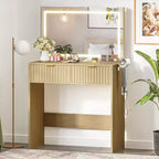 31'' Makeup Vanity Desk with Mirror and Adjustable Lights for Small Space - Dressing Table with 2 Drawers for Bedroom