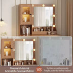 Coiffeuse de maquillage avec miroir, lumières LED réglables, station de recharge, tiroirs et armoires spacieux, plateau en MDF robuste, pieds en métal, parfaite pour la chambre à coucher