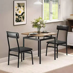 Ensemble table de cuisine 3 pièces, pour deux personnes avec chaises rembourrées en PU, Noir et Marron
