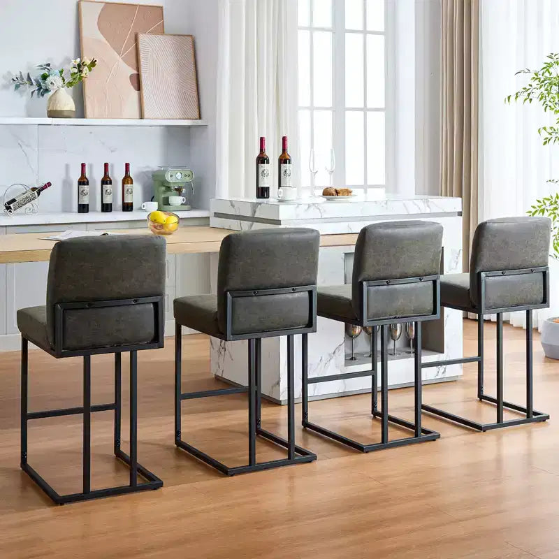 CuisinSmart Tabourets de Bar Hauteur Comptoir 61 cm avec Dossier, Cuir PU Rembourré, Parfaits pour Îlot de Cuisine, Bar, Restaurant