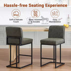 CuisinSmart Tabourets de Bar Hauteur Comptoir 61 cm avec Dossier, Cuir PU Rembourré, Parfaits pour Îlot de Cuisine, Bar, Restaurant