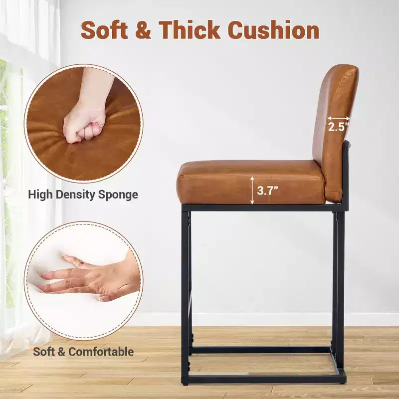 CuisinSmart Tabourets de Bar Hauteur Comptoir 61 cm avec Dossier, Cuir PU Rembourré, Parfaits pour Îlot de Cuisine, Bar, Restaurant