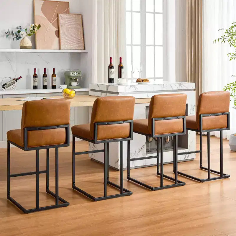 CuisinSmart Tabourets de Bar Hauteur Comptoir 61 cm avec Dossier, Cuir PU Rembourré, Parfaits pour Îlot de Cuisine, Bar, Restaurant