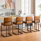 CuisinSmart Tabourets de Bar Hauteur Comptoir 61 cm avec Dossier, Cuir PU Rembourré, Parfaits pour Îlot de Cuisine, Bar, Restaurant
