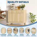 Buffet cannelé avec rangement, Buffet de salle à manger avec étagère réglable et tiroir pour salle à manger, salon, cuisine, entrée