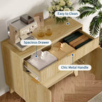 Buffet cannelé avec rangement, Buffet de salle à manger avec étagère réglable et tiroir pour salle à manger, salon, cuisine, entrée