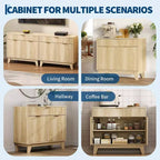 Buffet cannelé avec rangement, Buffet de salle à manger avec étagère réglable et tiroir pour salle à manger, salon, cuisine, entrée