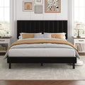 Queen Size Bed Frame with Adjustable Vertical Channel Tufted Headboard, No Box Spring Needed, Easy Assembly