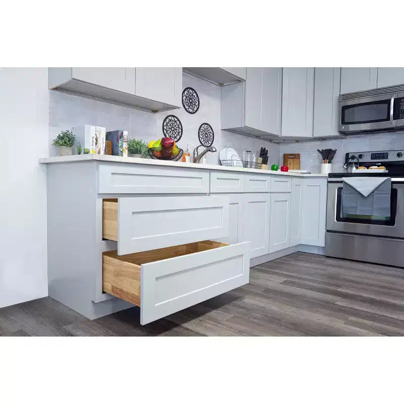 Meuble de cuisine bas Shaker CASAINC, 27 L x 30 H x 12 P, cadre en bois massif, peinture à l'eau à faible teneur en COV, fermeture douce, RTA, gris tourterelle