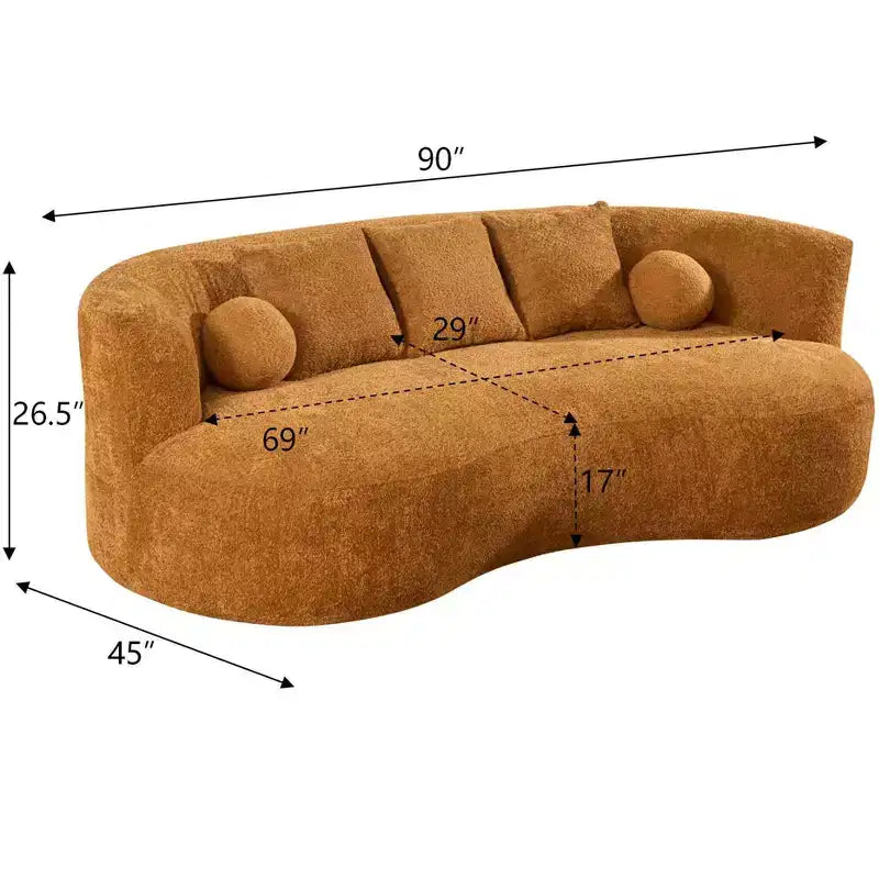 Canapé 3 places moderne incurvé rembourré en bouclé Christopher Knight Home Grazia 90''