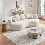 Canapé 3 places moderne incurvé rembourré en bouclé Christopher Knight Home Grazia 90''