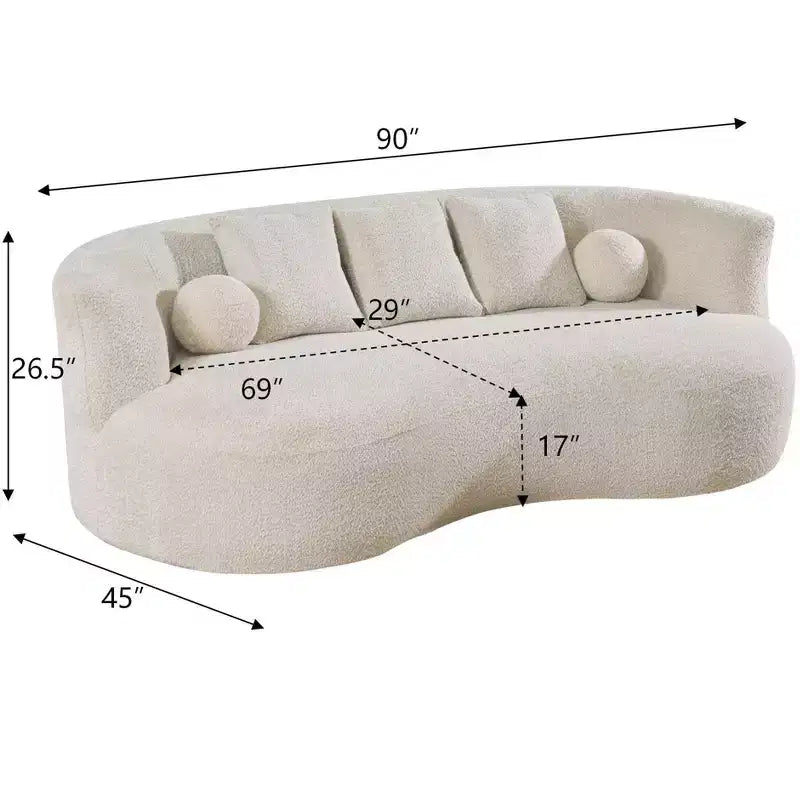 Canapé 3 places moderne incurvé rembourré en bouclé Christopher Knight Home Grazia 90''