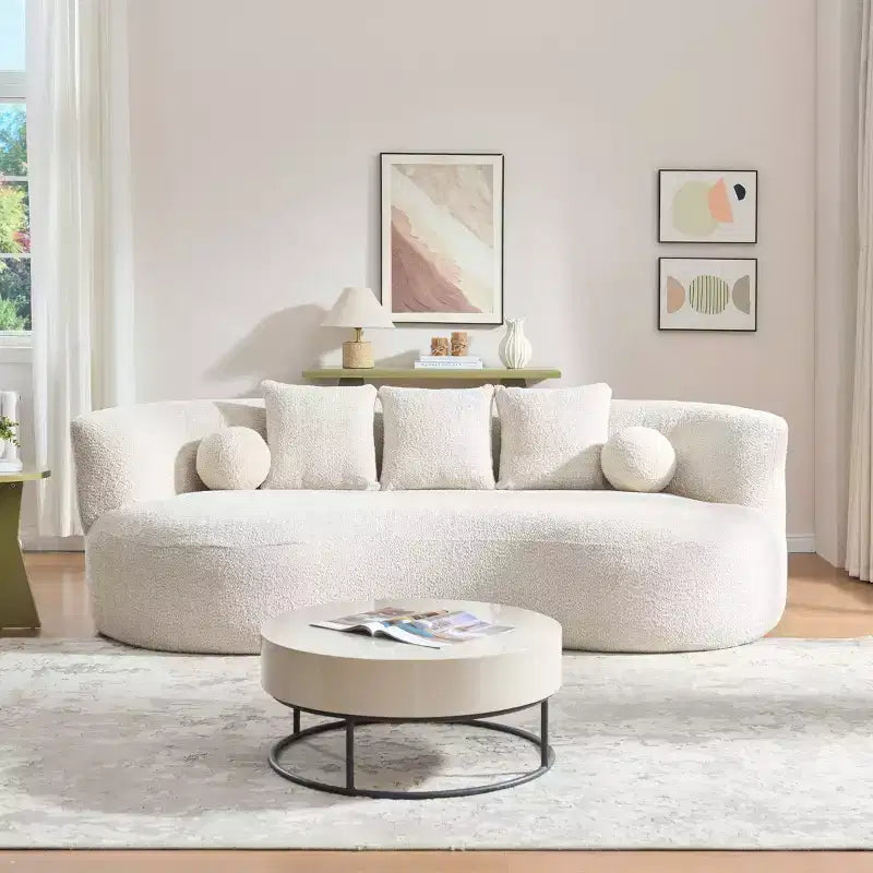Christopher Knight Home Grazia 90'' Modern Curved Boucle Upholstered 3-Seater Sofa