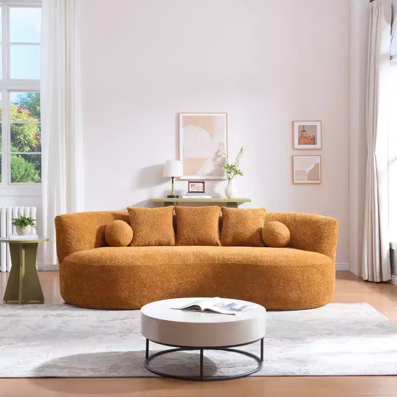 Canapé 3 places moderne incurvé rembourré en bouclé Christopher Knight Home Grazia 90''