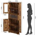 Meuble de salle de bain, Armoire de rangement mince de 67 cm de haut avec 2 portes et étagères réglables, Organisateur de serviettes pour cuisine, buanderie, salon