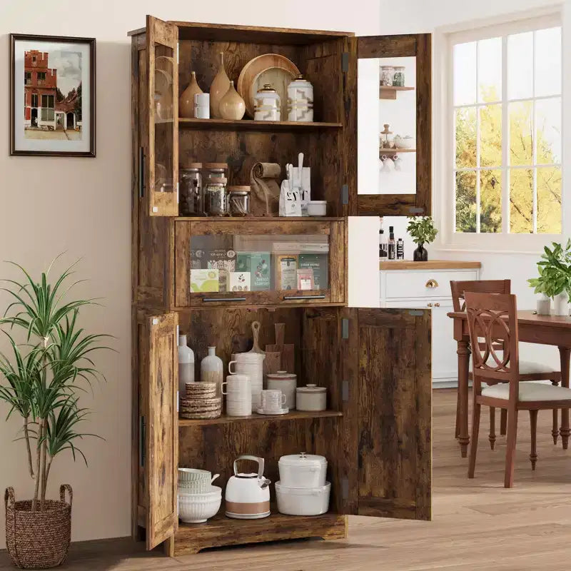 Meuble de salle de bain, Armoire de rangement mince de 67 cm de haut avec 2 portes et étagères réglables, Organisateur de serviettes pour cuisine, buanderie, salon