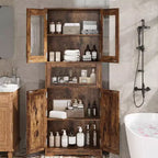 Meuble de salle de bain, Armoire de rangement mince de 67 cm de haut avec 2 portes et étagères réglables, Organisateur de serviettes pour cuisine, buanderie, salon