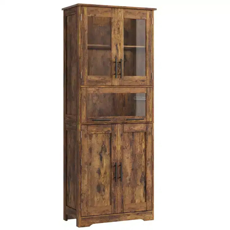 Meuble de salle de bain, Armoire de rangement mince de 67 cm de haut avec 2 portes et étagères réglables, Organisateur de serviettes pour cuisine, buanderie, salon
