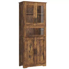 Meuble de salle de bain, Armoire de rangement mince de 67 cm de haut avec 2 portes et étagères réglables, Organisateur de serviettes pour cuisine, buanderie, salon